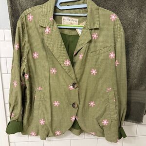We The Free Green and Pink Floral Blazer
